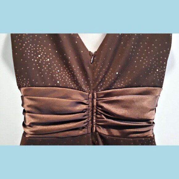 Vintage Y2K Laura Glitter Chiffon Satin Sleeveless Formal Dress Petite Size 4 - Picture 8 of 10